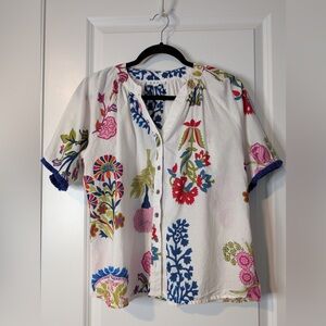 THML Women’s Lizzy Floral Button Up Top Size Small